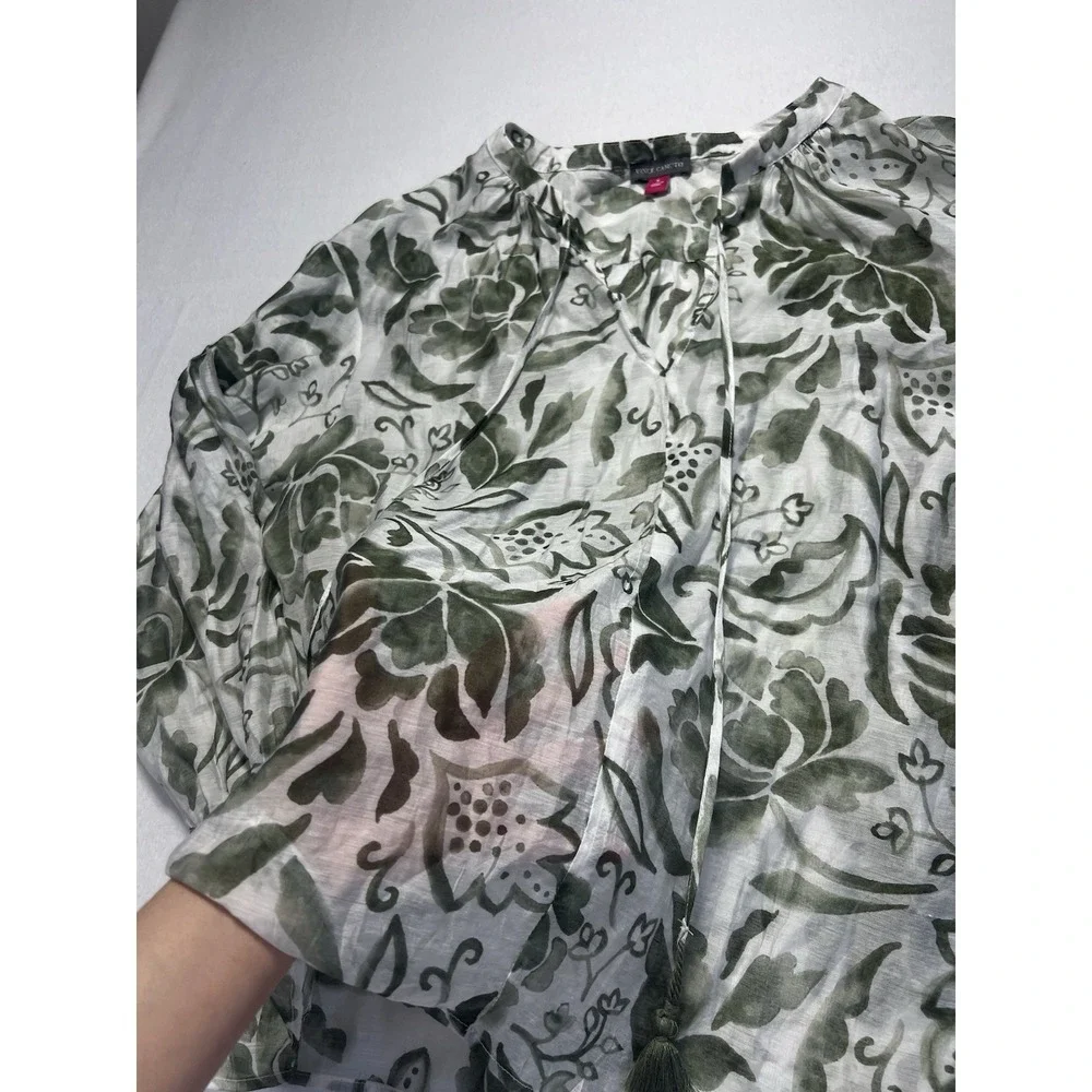 Vince Camuto Women's Transparent Blouse White And Green Floral, Sz S, Oversized - Picture 5 of 8